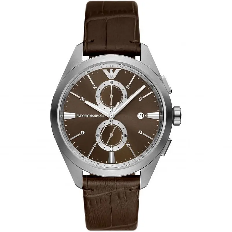   Emporio Armani  Chronograph Brown Leather Men's Watch AR11482