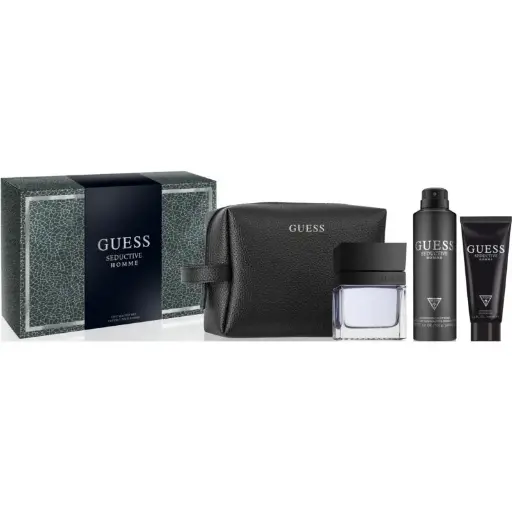 "GUESS SEDUCTIVE HOMME (M) SET EDT 100ML + SG 100ML + BODY SPRAY 226ML + POUCH" 