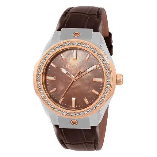 [CTT120FAS01116] CERRUTI 1881 Women's Ruscello Analog Brown Leather Watch