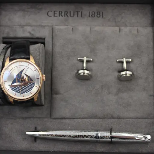[CRPNFW240401A] CRPNFW240401A طقم ساعة شيروتي 1881 للرجال، ساعة + سوار + قلم + سوار، 